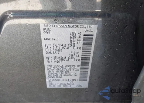 2021 Nissan Murano Sv из США, поврежденный, VIN 5N1AZ2BS4MC142095